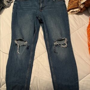 Classic Blue Distressed Women's Old Navy Rockstar Super Skinny Jeans